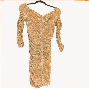 Zara sequin ruched rose gold dress